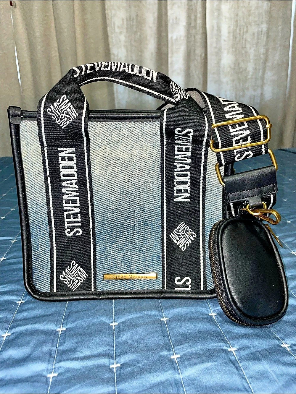 Steve Madden BWebber-D Denim Satchel Tote Crossbody Bag - Excellent Condition